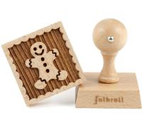 Folkroll Tampon à biscuits Bonhomme pain d'épices, 55x55 mm, tampon à cookies, tampon à pâtisserie, biscuit, tampon, motif, bois de hêtre, 334805
