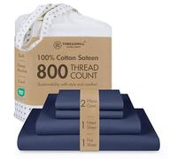 Folkstone Parure de lit et taies d'oreiller 100% Coton 800 Fils Extra Longs en Satin de Coton peigné pour lit King Size avec Poche Profonde Bleu