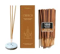 Folkulture Lot de 100 bâtons d'encens d'église avec support pour la relaxation | Encens et myrrhe | Inscents biologiques, à combustion lente et non toxiques pour le culte