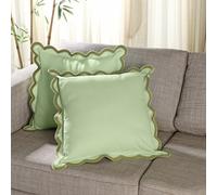 Folkulture Lot de 2 Housses de Coussin décoratives festonnées, pour extérieur, canapé et Salon, Vert, 50,8 x 50,8 cm