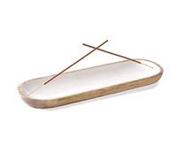 Folkulture Porte-encens ou Porte-encens Moderne pour bâtons ou Attrape-Cendres pour décoration d'intérieur, bac à encens en Bois de manguier, 30,5 x 10,2 cm, Blanc