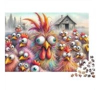 Folle de Poulet de Dessin animé Puzzle 1000 Pièces Adultes intéressant Puzzles 1000 Pièce Jeu De Team Building Cadeau 38x26cm/1000pcs