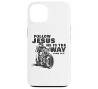 Follow Jesus He is The Way Christian Motorcycle Gospel Biker Coque pour iPhone 13