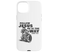Follow Jesus He is The Way Christian Motorcycle Gospel Biker Coque pour iPhone 15 Plus