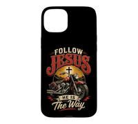 Follow Jesus He is The Way Christian Motorcycle Gospel Biker Coque pour iPhone 15 Plus