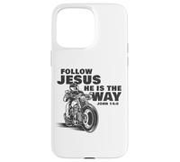 Follow Jesus He is The Way Christian Motorcycle Gospel Biker Coque pour iPhone 15 Pro Max