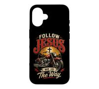 Follow Jesus He is The Way Christian Motorcycle Gospel Biker Coque pour iPhone 16