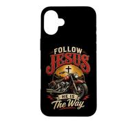 Follow Jesus He is The Way Christian Motorcycle Gospel Biker Coque pour iPhone 16 Plus