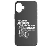 Follow Jesus He is The Way Christian Motorcycle Gospel Biker Coque pour iPhone 16 Plus
