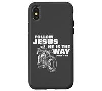 Follow Jesus He is The Way Christian Motorcycle Gospel Biker Coque pour iPhone X/XS