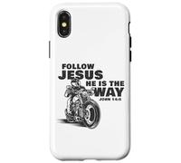 Follow Jesus He is The Way Christian Motorcycle Gospel Biker Coque pour iPhone X/XS