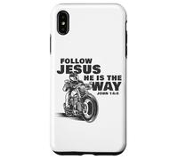Follow Jesus He is The Way Christian Motorcycle Gospel Biker Coque pour iPhone XS Max