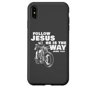 Follow Jesus He is The Way Christian Motorcycle Gospel Biker Coque pour iPhone XS Max