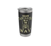 Follow Jesus He is the Way Christian Motorcycle Gospel Biker Gobelet isotherme en acier inoxydable double paroi
