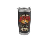 Follow Jesus He is the Way Christian Motorcycle Gospel Biker Gobelet isotherme en acier inoxydable double paroi