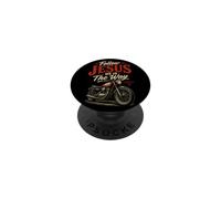 Follow Jesus He is The Way Christian Motorcycle Gospel Biker PopSockets PopGrip Adhésif