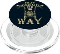 Follow Jesus He is The Way Christian Motorcycle Gospel Biker PopSockets PopGrip pour MagSafe