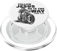 Follow Jesus He is The Way Christian Motorcycle Gospel Biker PopSockets PopGrip pour MagSafe