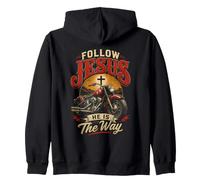 Follow Jesus He is The Way Christian Motorcycle Gospel Biker Sweat à Capuche