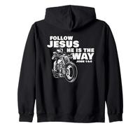 Follow Jesus He is The Way Christian Motorcycle Gospel Biker Sweat à Capuche