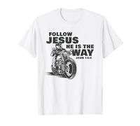 Follow Jesus He is The Way Christian Motorcycle Gospel Biker T-Shirt
