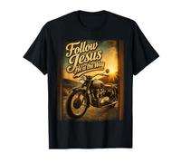 Follow Jesus He is The Way Christian Motorcycle Gospel Biker T-Shirt