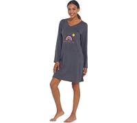 Follow That Dream - Robe de nuit pour femme Jersey "Bonjour" 1653 (34 FR-36 FR) (Gris foncé)