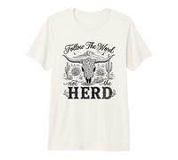 Follow The Word Not The Herd Christian Bible Verse Cow Skull T-Shirt Haut de Gamme