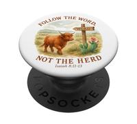 Follow The Word Not The Herd Isaiah 8:11-13 Western Cow PopSockets PopGrip Adhésif