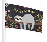 Follow Your Dreams And Sloth Flag 3x5 Ft Outdoor Double Sided 100% Polyester Duty Durable Flags With Preset Hole For Home Office Garden Holiday Decorations