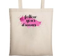 Follow Your Dreams Pink Splash Sac fourre-tout en coton écologique Beige