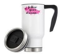 Follow Your Dreams Tasse à café de voyage isotherme Rose 480 ml