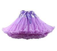 FOLOBE Femmes Tutu Costume Ballet Danse Multi-Layer Puffy Jupe Adulte Luxueux Doux Mousseline de Soie Petticoat Tulle Tutu Jupe, Lightpurple, M