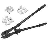 Fologtoo Outil à sertir câble métallique 3,2-6,35 mm, outil de sertissage manuel robuste et lourd avec 40 pièces manchons en aluminium, pour pêche, rambardes et câbles métalliques
