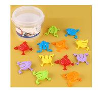 FOLOSAFENAR Jouet de Saut de Grenouille, Grenouilles Sauteuses en Plastique de Taille Compacte, Presse à Doigts Réutilisable et 12 Pièces avec Seau pour l'éducation Précoce