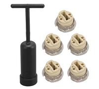 FOLOSAFENAR Support de Lampe en Céramique G9, Anneau Extérieur en Alliage de Zinc Résistant à l'usure, Douille de Base de Lumière G9 5 Pièces avec Outil de Retrait d'Anneau pour Plafonnier