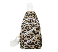 FOLOVEYA Femme Sac à Bandoulière Poitrine Sac Casual Sling Bag avec Réglable Bandoulière avec Trou Écouteurs Crossbody Bag Sac Banane pour Sport Randonnée Cyclisme Polyester Blanc