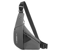 FOLOVEYA Léger Sac de Poitrine Homme Sling Bag Petit Sacs à Bandoulière Casual Sac d'Epaule Crossbody Bag Voyage Sport Cyclisme Antivol Imperméable Polyester Sling Sac à Dos Épaule Droite Grise