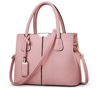 FOLOVEYA Mode Sac à Main Femme Sac Fourre Tout Elégant Beau Sac Cabas Dames Sac à Bandoulière Cuir PU Sac de Cours pour Travail Voyage Achats Fête Université Rose