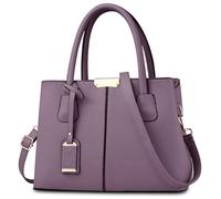 FOLOVEYA Mode Sac à Main Femme Sac Fourre Tout Elégant Beau Sac Cabas Dames Sac à Bandoulière Cuir PU Sac de Cours pour Travail Voyage Achats Fête Université Violet B