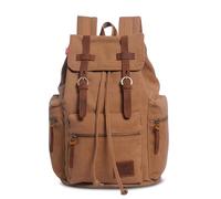FOLOVEYA Retro Homme Sac à Dos en Toile 15.6 Pouces Ordinateur Portable Vintage Loisir Sac D'école Sac à Dos pour Voyage Travail Collège Randonnée Camping Grande Daypack Cartable Kaki