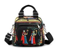 FOLOVEYA Sac à Bandoulière Femmes Petit Sac à Main 3 en 1 Mini Sac à Dos Sac D'épaule Multi-Poches Impression de Mode Sac Portés Main Imperméable Polyester Sacoche Dames Fille