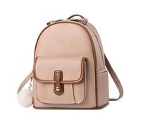 FOLOVEYA Sac à Dos Femme Élégant Antivol Sacs à Main D'épaule Imperméable Grande Capacité Plusieurs Poches Mode avec Pompom pour Travail École Voyages et Shopping en Cuir PU Kaki