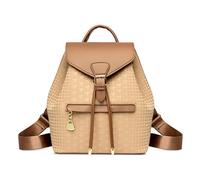 FOLOVEYA Sac à Dos Femme Élégant Sac à Main Anti-vol Imperméable Backpack Chic Impression Multipoches Dames Sacs Tote Bandoulière pour Le Voyage Loisir Shopping Travail Bureau Cuir PU Brun