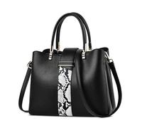 FOLOVEYA Sac à Main Femme Elégant Sac Fourre Tout Mode Motif à Carreaux Sac à Bandoulière Sac Cabas Cuir PU Sac de Cours Dames pour Travail Voyage Achats Fête Noir