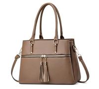 FOLOVEYA Sac a Main Femme Tendance Sacs Bandoulière en Cuir PU Elégant Sacs Épaule portés Main Multipoches Sac Fourre Tout Sac Cabas Grande pour Voyage Affaires Travail Kaki