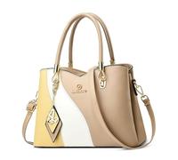 FOLOVEYA Sac à Main Femmes Élégant Sac Cabas Imperméable Sacs Épaule Grand Capacité Fourre-Tout Bandoulière Dames Multicolore Shopper Pour Les Travail Voyage Ville Affaires en PU Cuir Brun