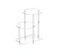 Folpus 1 Étagère de Rangement Acrylique Table de Chevet Présentoir Support à Trois Plateaux Fonction Transparent Adaptée Chambre Salon Cuisine Salle de Bain, Rond
