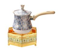 Folpus 2 Pièces Cafetière Turque Verseuse En Inox Pot à Lait Creuset à Beurre Bouilloire avec Poignée Ergonomique En Bois Adapté pour Les Cuisines Les Hôtel, 900 Ml