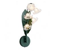 Folpus Applique Murale Lampe Murale Luminaire Mural Éclairage Mural Style Floral avec Ombelle Cinq Pétales Plaque Feuille Fer Acrylique Usb Éclairage Doux, Transparent, Magnolia